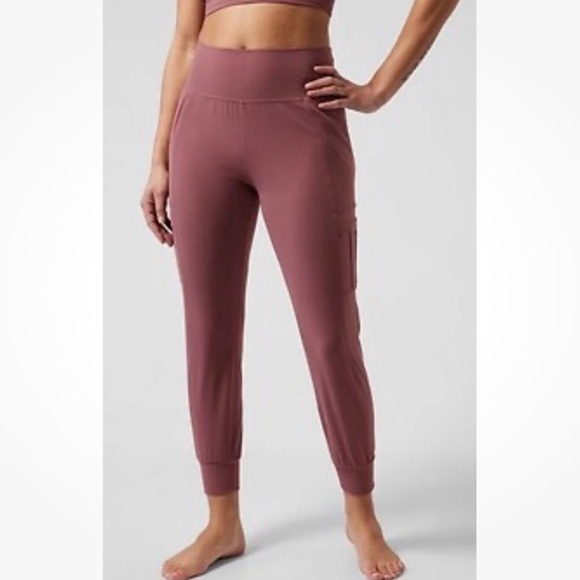 Athleta Pants - Athleta Womens Pants Pink Salutation Cargo Jogger Tawny Rose Pull On Comfy